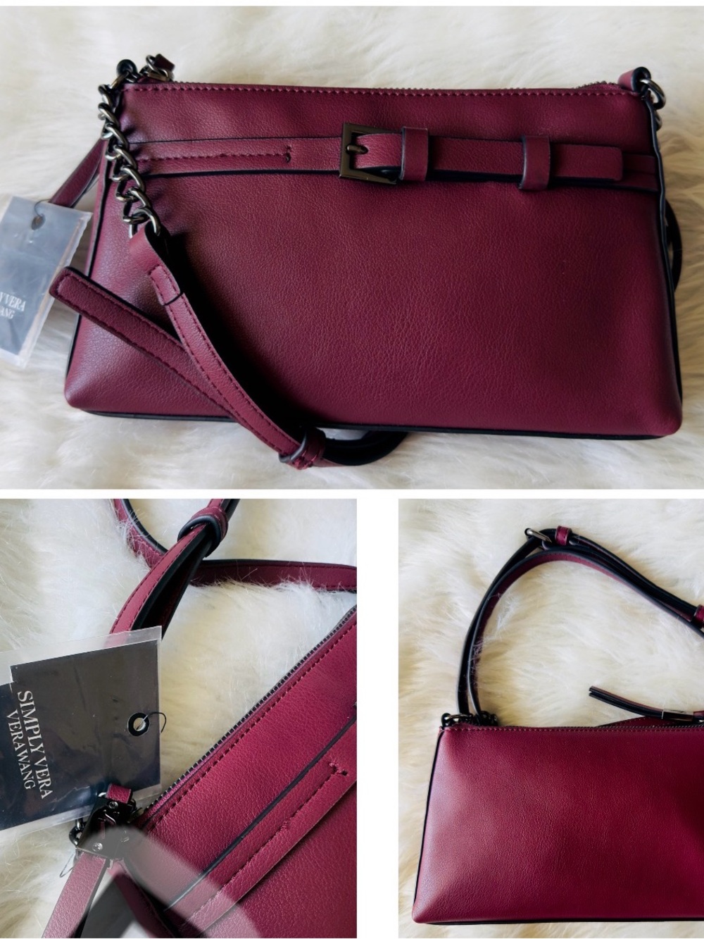 NWT Simply Vera Vera Wang Crossbody Bag Burgundy